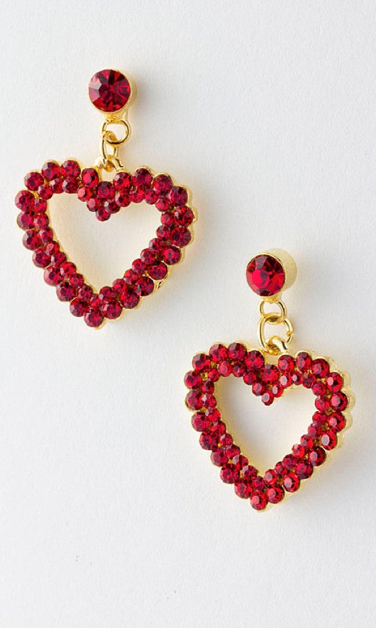 ruby heart earrings
