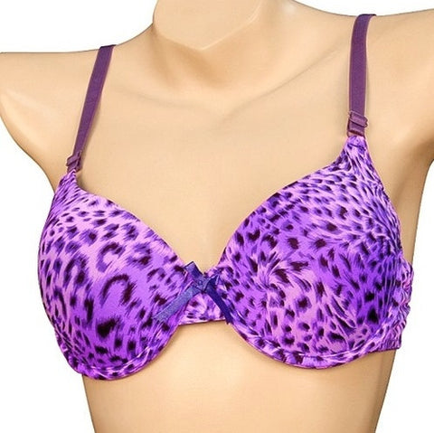 purple animal print pushup bra