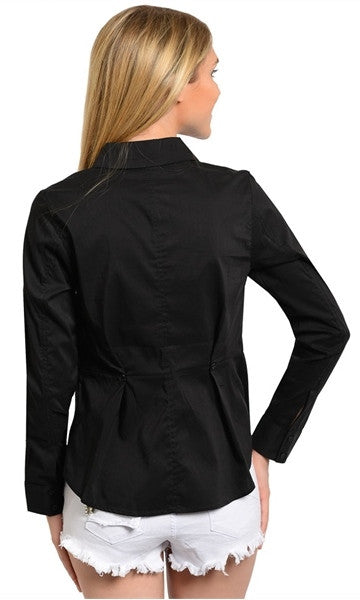 Long Sleeves Black Top