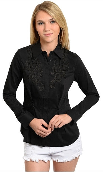 Long Sleeves Black Top