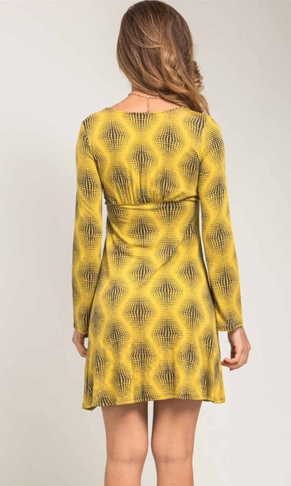Mustard empire Waist summer dress