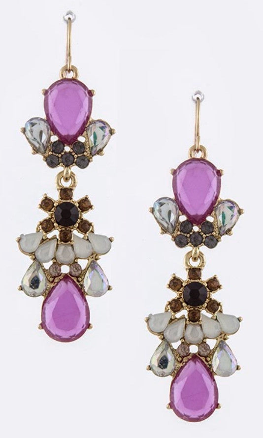 lavender gem drop earrings