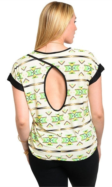 Green Multicolor Plus Size Top