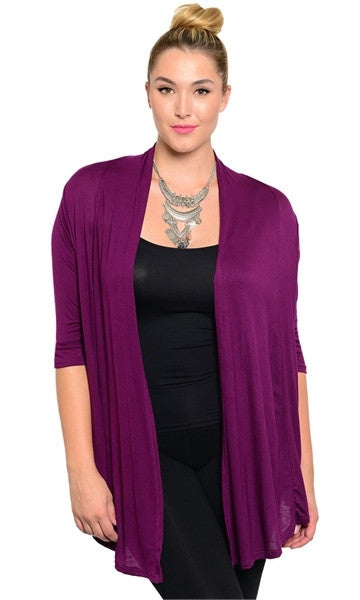 Plus Size Purple Cardigan