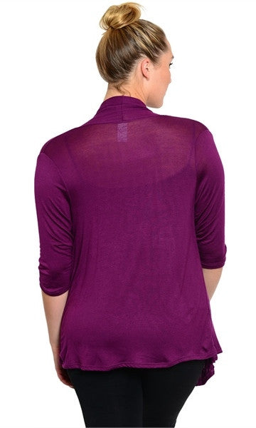 Plus Size Purple Cardigan