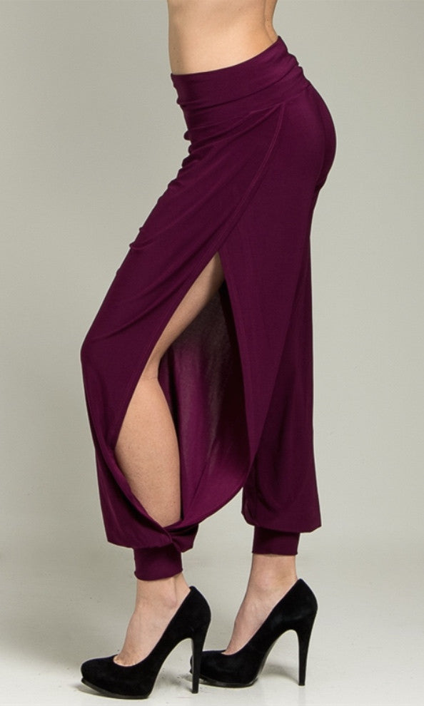 Open Sides Burgundy Slouchy Pants - FINAL SALE