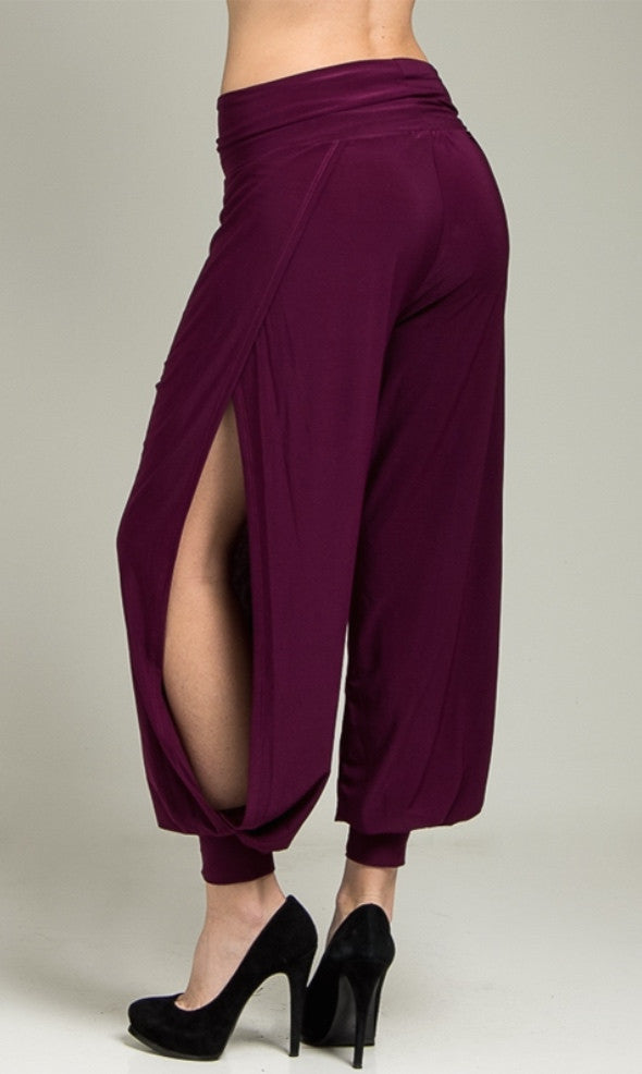 Open Sides Burgundy Slouchy Pants - FINAL SALE
