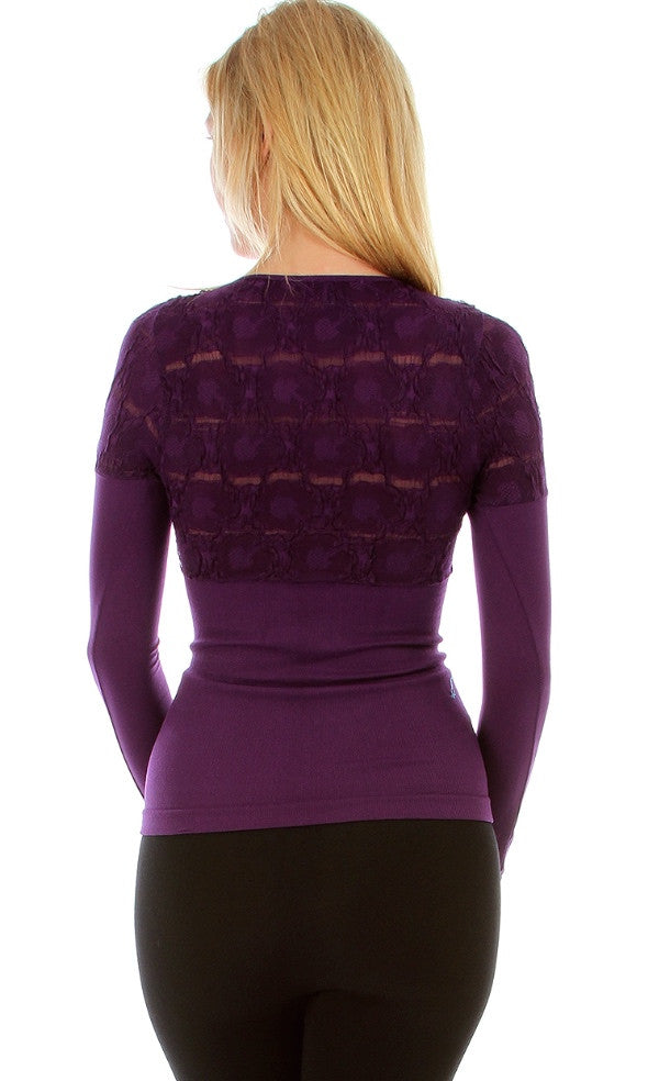 Textured Upper Back Purple Shirt
