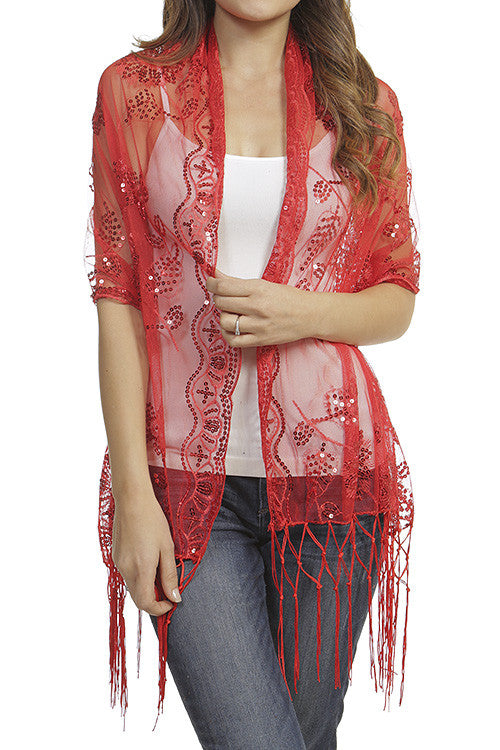 Fringed Mesh Scarf