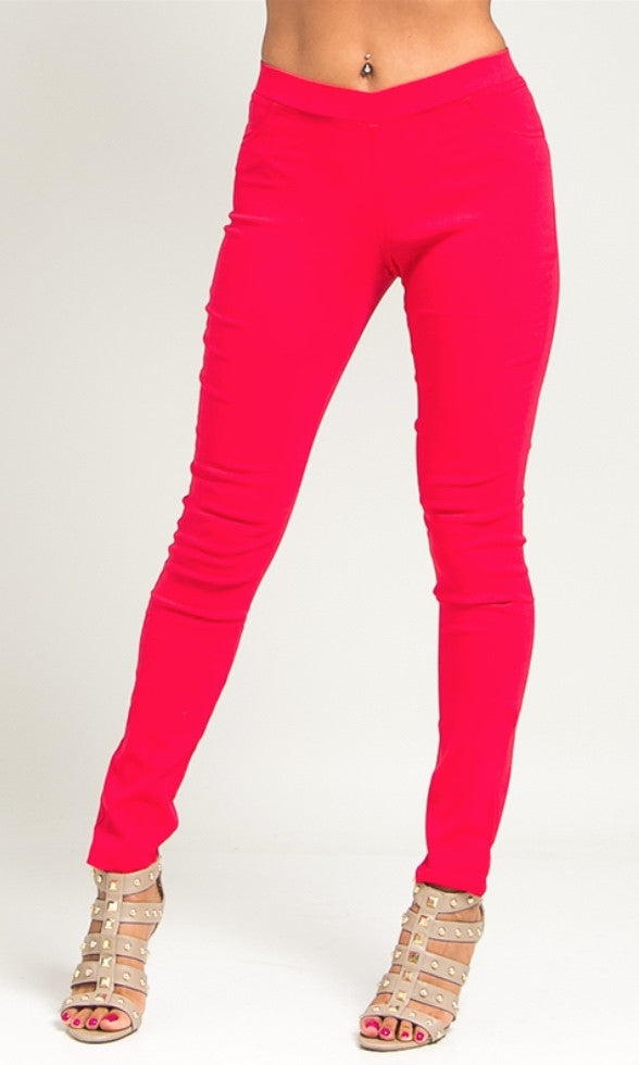 Red skinny ponte pants