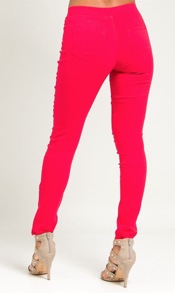 Slim leg ponte red pants