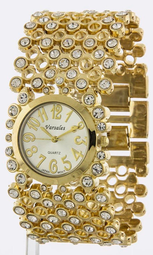 Rhinestone Encrusted Bracelet Watch