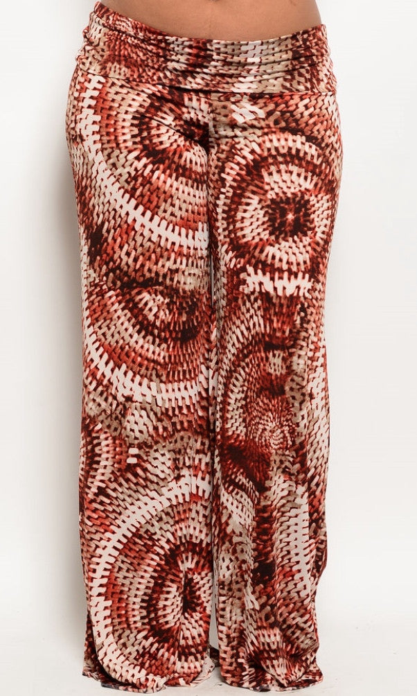 Plus Size pattern print trousers