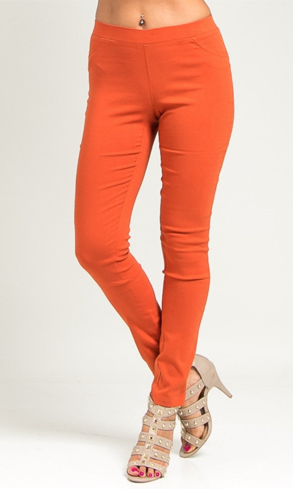 Rust color rayon ponte pants