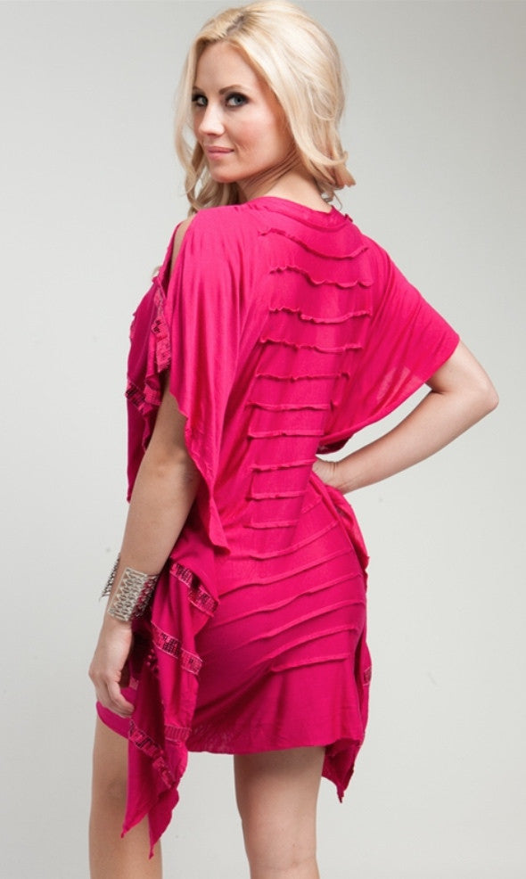 Sequined Stripe Fuchsia Dress- FINAL SALE