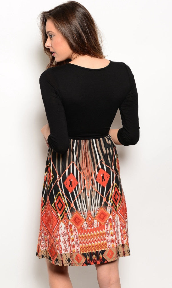 Black Surplice Bodice Dress