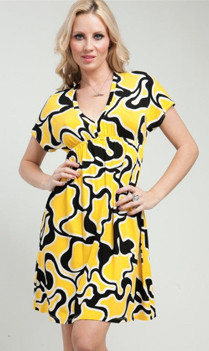 Yellow and Black Smocked Dress