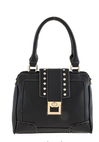 studded accent black handbag