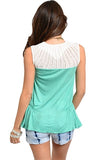 Ruched Side Mint & White Top - FINAL SALE