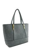 Faux leather blue tote bag