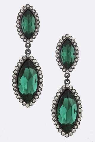 Faux Emerald Teardrop Earrings