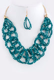 Teal Beaded Necklace Set