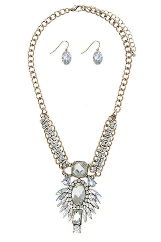Jewel Choker Necklace and Earrings Set
