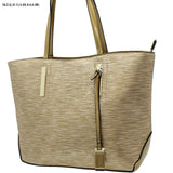 double handle gold tote bag