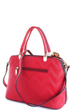 red tote back with outer zipper pocket