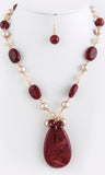 red stone and pearl necklace