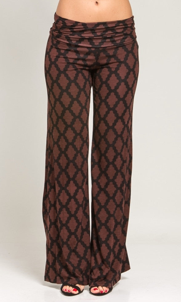 Black and brown pattern palazzo pants