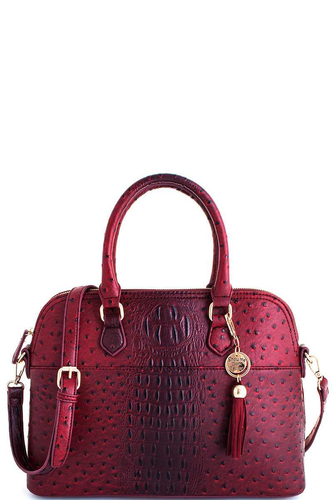 burgundy satchel with matching wallet