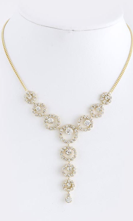 Faux crystal linked necklace
