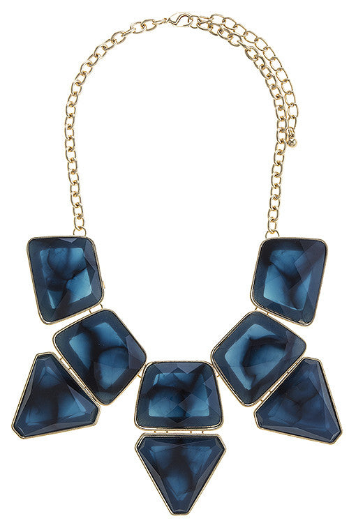 Sapphire Blue Bib Necklace and Earrings