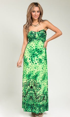 Green safari maxi dress