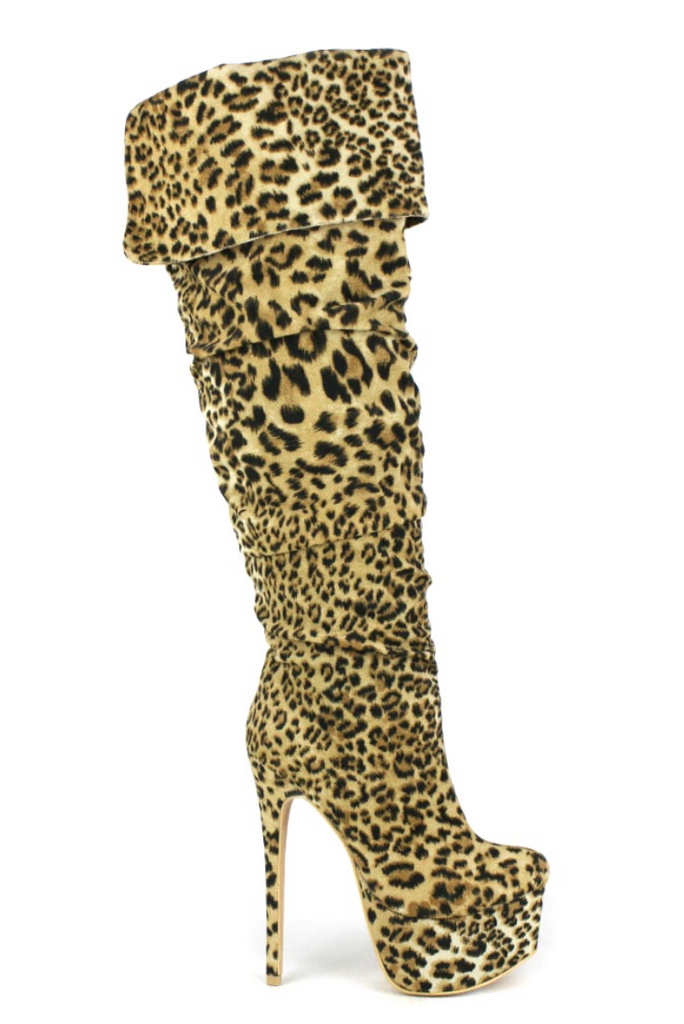 animal print high heel boots