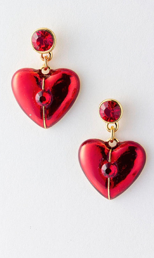 red heart drop earrings