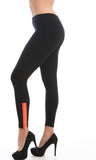 orange accented zipped ankle black leggings