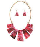 pink stone necklace and earrings