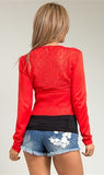 Red Fine Knit Cardigan - FINAL SALE
