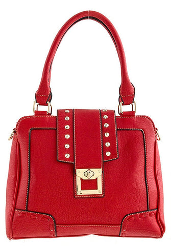 studded accent red purse