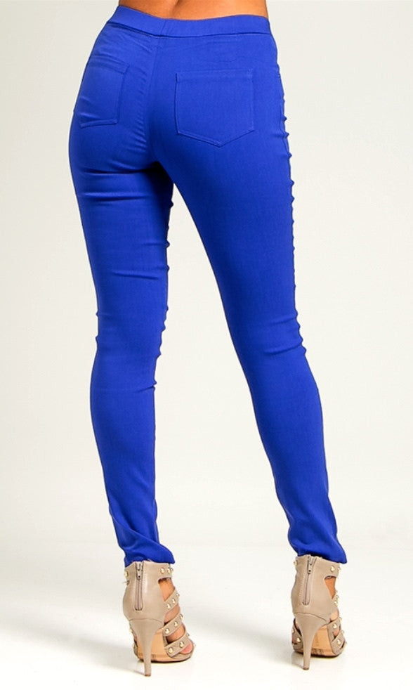 Blue Rayon skinny ponte pants