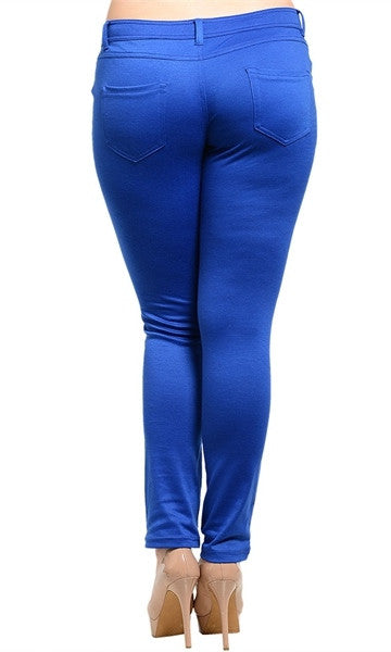 Royal Blue Junior Plus Size Skinny Pants - FINAL SALE