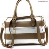 brown striped handbag