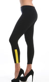 yellow accented zipped ankle black leggings